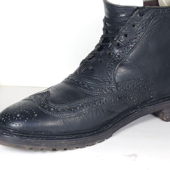 Allen Edmonds Men’s Stirling US8,5D Black Leather Wingtip Brogue Boots Made USA - Picture 15 of 16